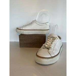 Anthropologie J/Slides white leather athleisure athletic lacee shoes size 5.5